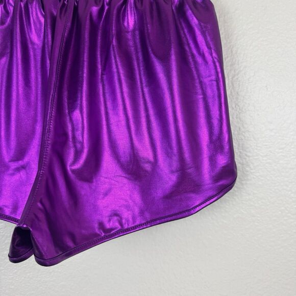 NWT Pesion Metallic Purple Hot Shorts High Waist Rave Festival Pockets Medium - Picture 10 of 13